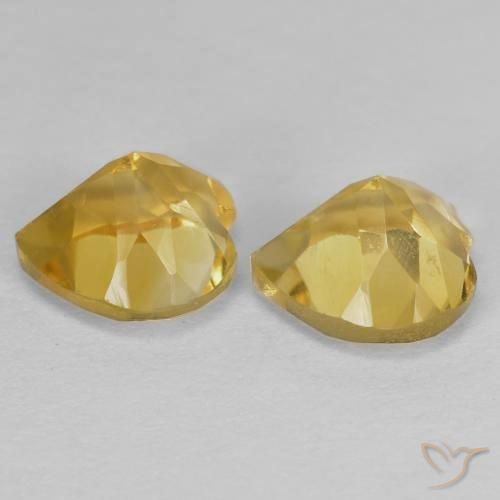 Gemas de Citrino Dorado natural de 1.52 ct, Corazón, VVS-VS
