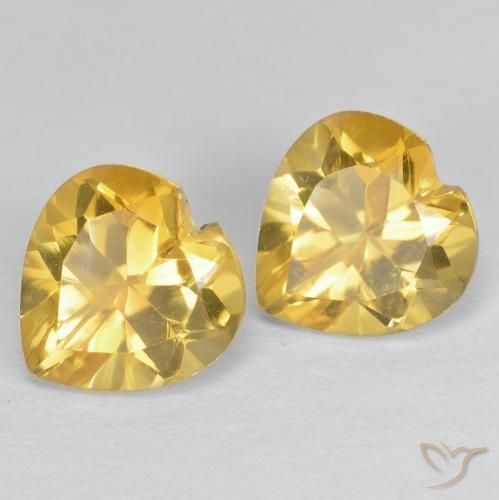 Gemas de Citrino Dorado natural de 1.58 ct, Corazón, VVS-VS