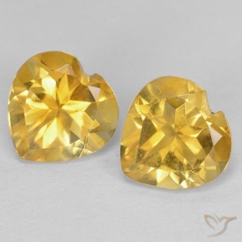 Gemas de Citrino Dorado natural de 1.37 ct, Corazón, VVS-VS