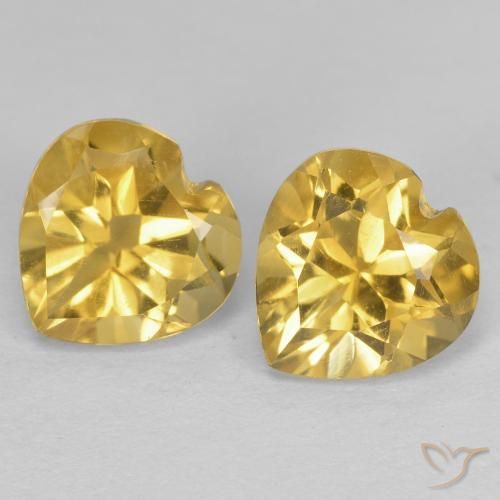 Gemas de Citrino Dorado intenso natural de 1.47 ct, Corazón, VVS-VS