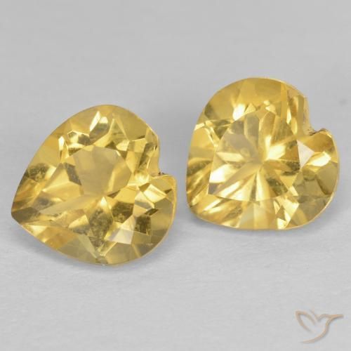 Gemas de Citrino Dorado natural de 1.53 ct, Corazón, VVS-VS