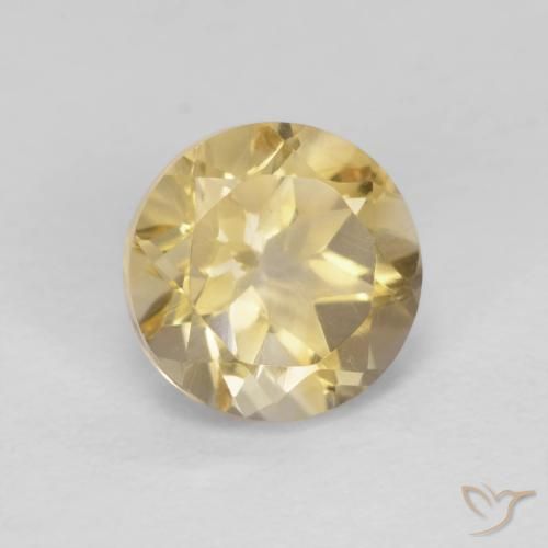 Citrino Amarillo medio natural de 1.39 ct, Redondo, VVS