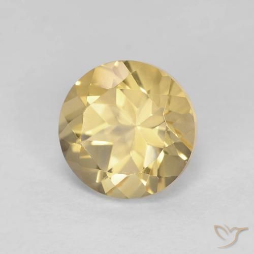 Citrino Amarillo medio natural de 1.38 ct, Redondo, VVS