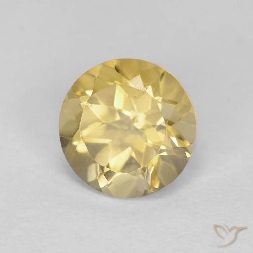 Citrino Amarillo medio natural de 1.32 ct, Redondo, VVS