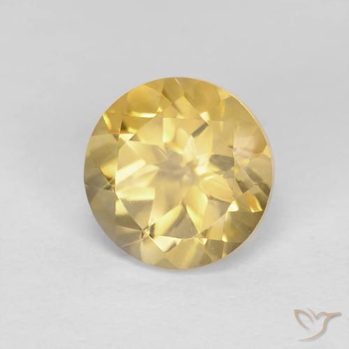 Citrino Amarillo medio natural de 1.32 ct, Redondo, VVS