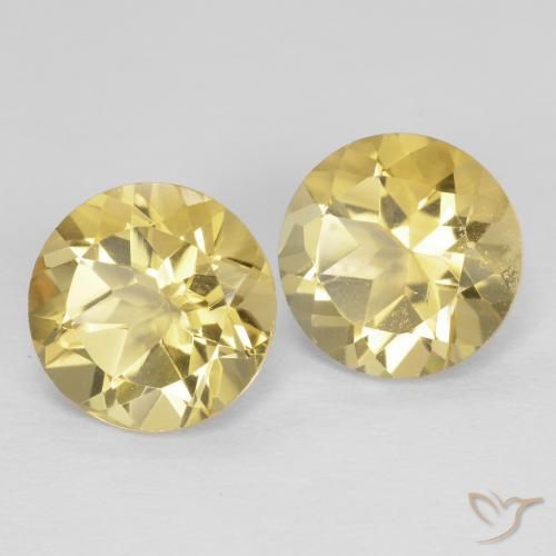 Gemas de Citrino Amarillo terroso claro natural de 2.37 ct, Redondo, VVS-VS