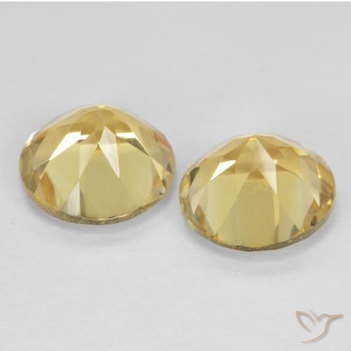 Gemas de Citrino Amarillo terroso claro natural de 2.37 ct, Redondo, VVS-VS