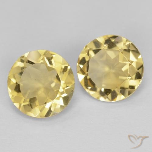 Gemas de Citrino Amarillo-dorado claro natural de 2.12 ct, Redondo, VVS