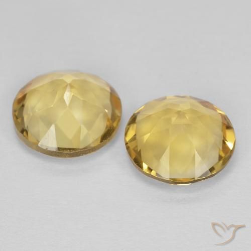 Gemas de Citrino Amarillo-dorado claro natural de 2.12 ct, Redondo, VVS