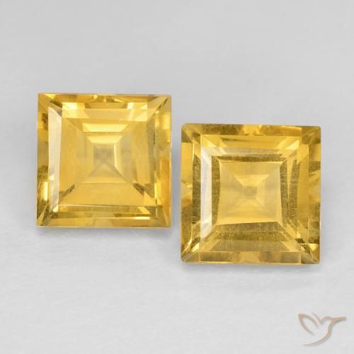 3.73ctw Natural Dorado medio Citrino, Cuadrado, VVS-VS