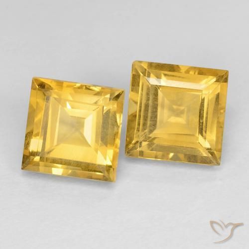 Gemas de Citrino Dorado medio natural de 3.73 ct, Cuadrado, VVS-VS