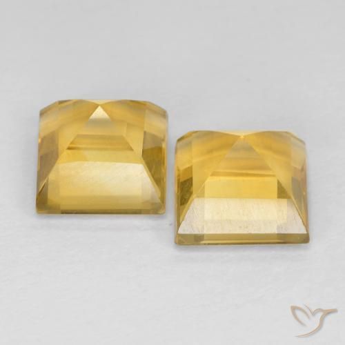 Gemas de Citrino Dorado medio natural de 3.73 ct, Cuadrado, VVS-VS