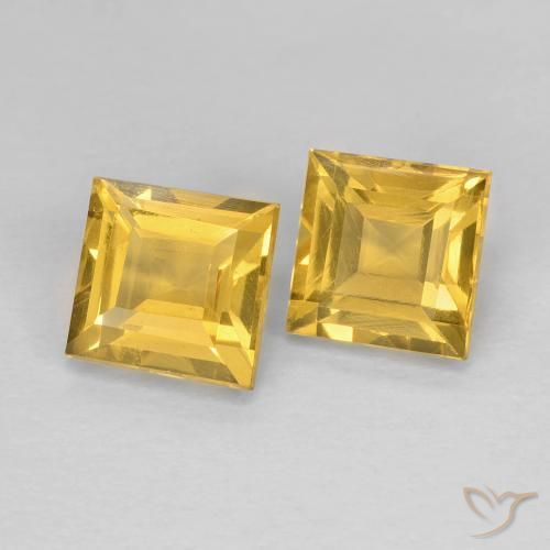 Gemas de Citrino Dorado natural de 2.18 ct, Cuadrado, VS