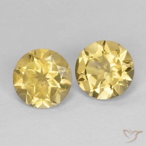Gemas de Citrino Amarillo claro natural de 2.31 ct, Redondo, VVS