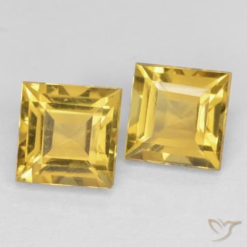Gemas de Citrino Naranja dorado natural de 2.03 ct, Cuadrado, Opaco