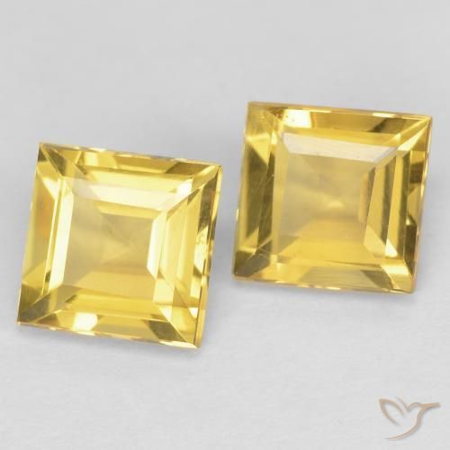 Gemas de Citrino Dorado claro natural de 2.03 ct, Cuadrado, VS