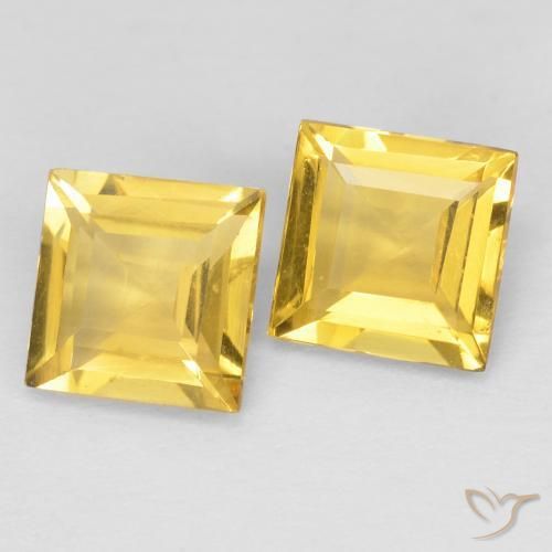 Gemas de Citrino Dorado amarillento natural de 1.77 ct, Cuadrado, VS