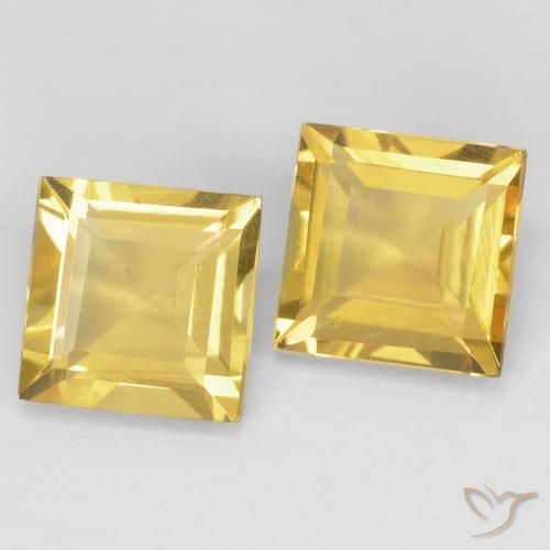 Gemas de Citrino Amarillo dorado natural de 2.09 ct, Cuadrado, VVS-VS
