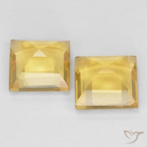 Gemas de Citrino Amarillo dorado natural de 2.09 ct, Cuadrado, VVS-VS