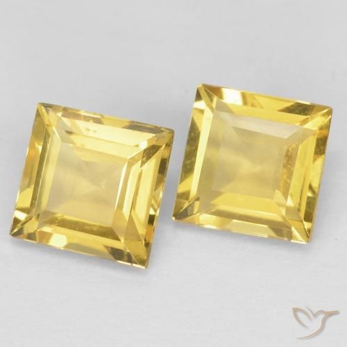 Gemas de Citrino Dorado medio natural de 1.95 ct, Cuadrado, VVS-VS