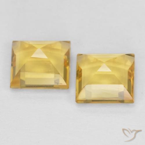 Gemas de Citrino Dorado medio natural de 1.95 ct, Cuadrado, VVS-VS