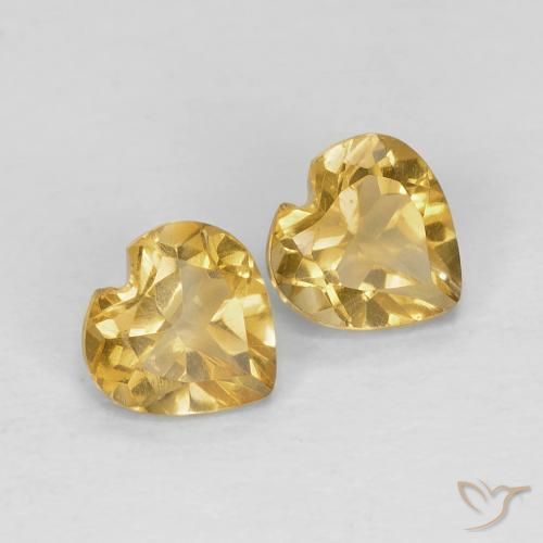 Gemas de Citrino Dorado claro natural de 0.83 ct, Corazón, VVS