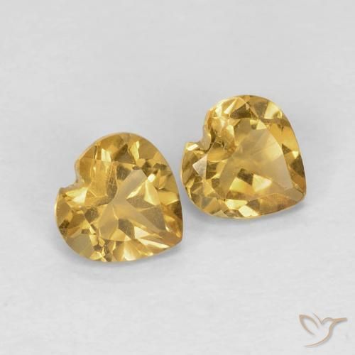 Gemas de Citrino Dorado claro natural de 0.82 ct, Corazón, VVS