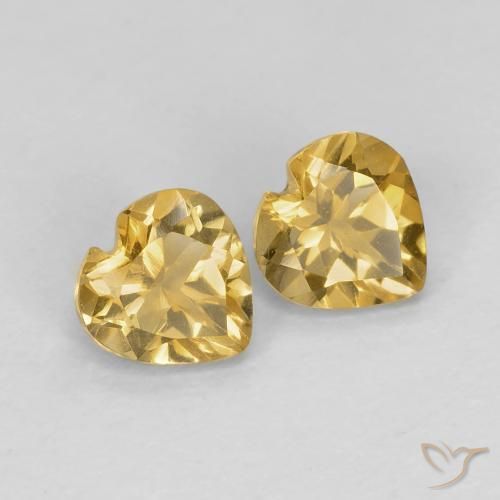 Gemas de Citrino Dorado claro natural de 0.79 ct, Corazón, VVS