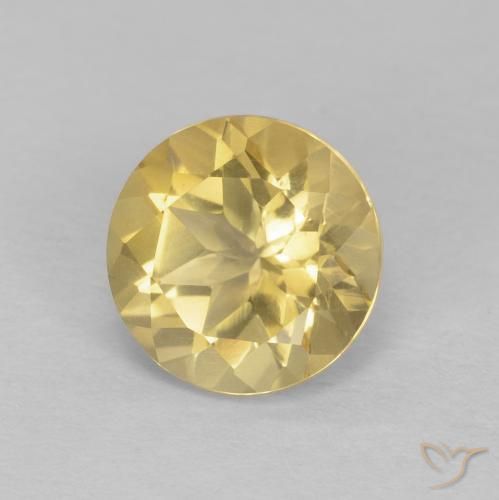 Citrino Amarillo claro natural de 1.36 ct, Redondo, VVS