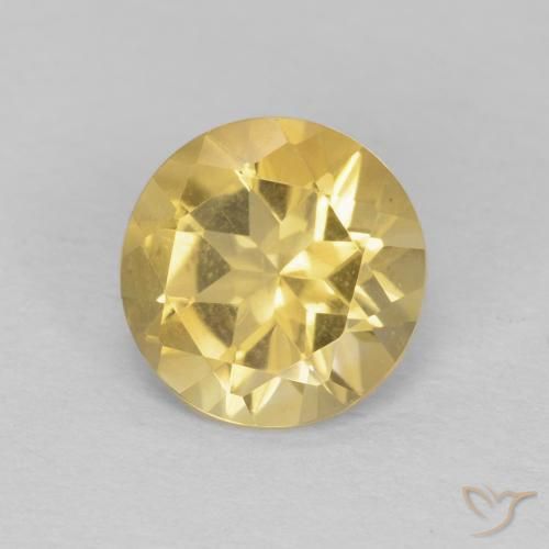 Citrino Amarillo-dorado claro natural de 1.13 ct, Redondo, VVS