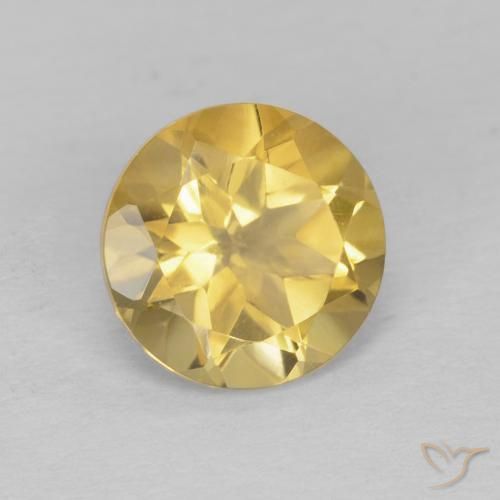 Citrino Dorado claro natural de 1.24 ct, Redondo, VVS