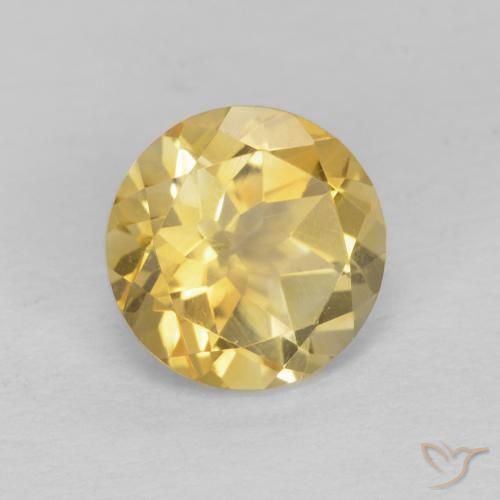 Citrino Amarillo-dorado claro natural de 1.30 ct, Redondo, VVS