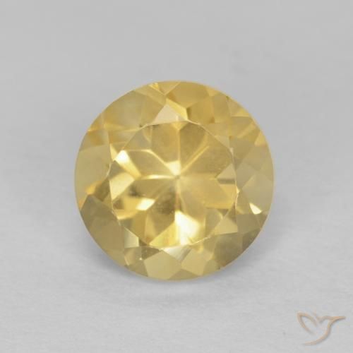 1.36ct Natural Amarillo claro Citrino, Redondo, VVS-VS