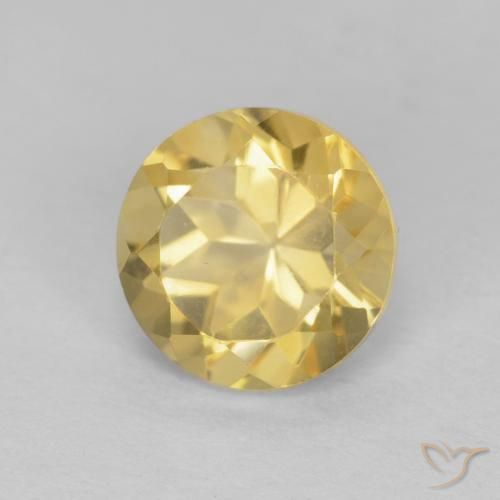 Citrino Amarillo claro natural de 1.36 ct, Redondo, VVS-VS
