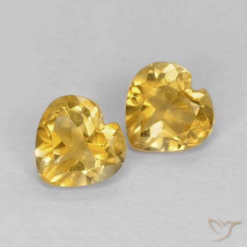 Gemas de Citrino Dorado medio natural de 0.87 ct, Corazón, VVS-VS