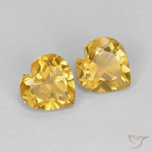 Gemas de Citrino Dorado medio natural de 0.88 ct, Corazón, VVS-VS