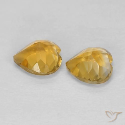 Gemas de Citrino Dorado medio natural de 0.88 ct, Corazón, VVS-VS