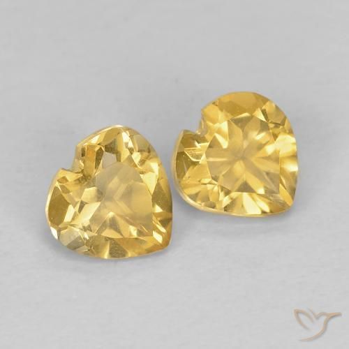 Gemas de Citrino Dorado medio natural de 0.91 ct, Corazón, VVS