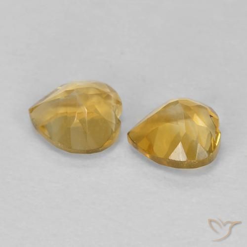 Gemas de Citrino Dorado medio natural de 0.91 ct, Corazón, VVS