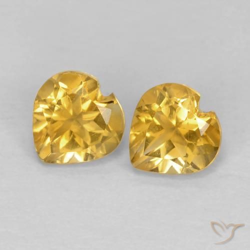 1.00ctw Natural Dorado medio Citrino, Corazón, VVS-VS