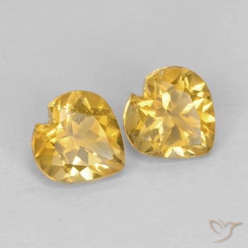 Gemas de Citrino Dorado medio natural de 1.00 ct, Corazón, VVS-VS
