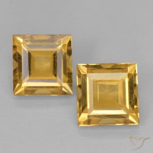 2.15ctw Natural Dorado medio Citrino, Cuadrado, VS