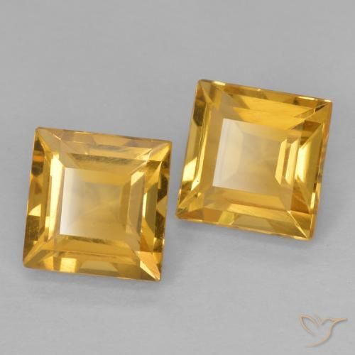 Gemas de Citrino Dorado medio natural de 2.15 ct, Cuadrado, VS