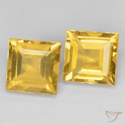 Gemas de Citrino Dorado medio natural de 2.15 ct, Cuadrado, VVS-VS