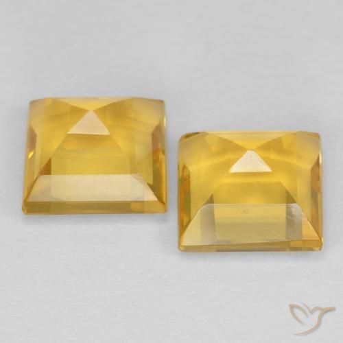 Gemas de Citrino Dorado medio natural de 2.15 ct, Cuadrado, VVS-VS