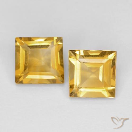 Gemas de Citrino Dorado intenso natural de 1.72 ct, Cuadrado, VVS-VS