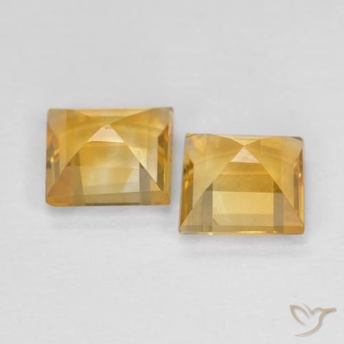 Gemas de Citrino Dorado intenso natural de 1.72 ct, Cuadrado, VVS-VS