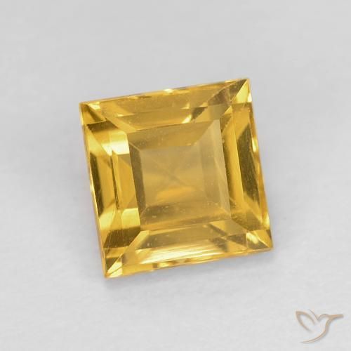Citrino Dorado intenso natural de 1.24 ct, Cuadrado, VVS-VS