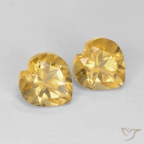Gemas de Citrino Dorado medio natural de 1.61 ct, Corazón, VVS