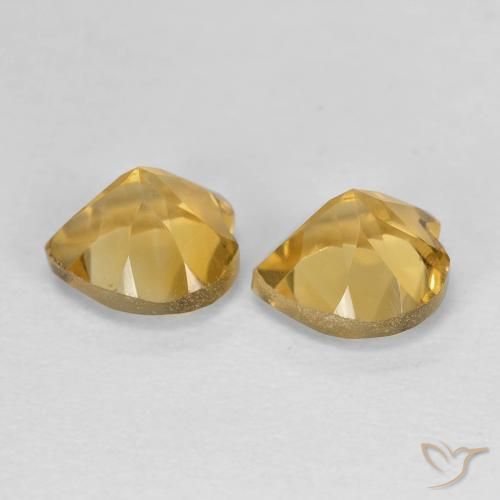 Gemas de Citrino Dorado medio natural de 1.61 ct, Corazón, VVS